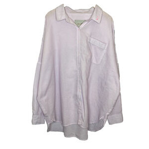 Women's Large Free People Cloud Ten Seersucker Pink Stripe Cotton Shirt Pajama